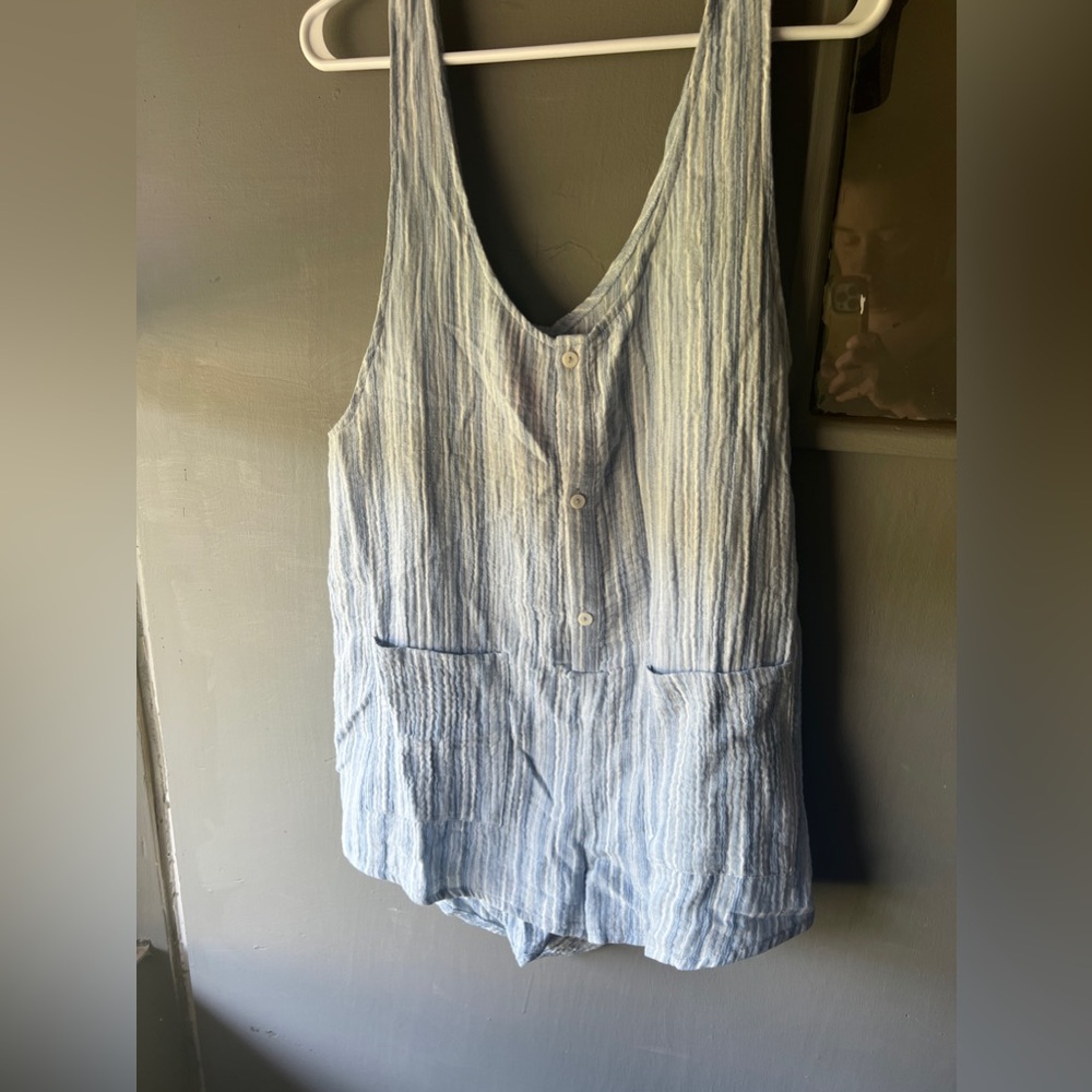 Lightweight Striped Light Blue Romper